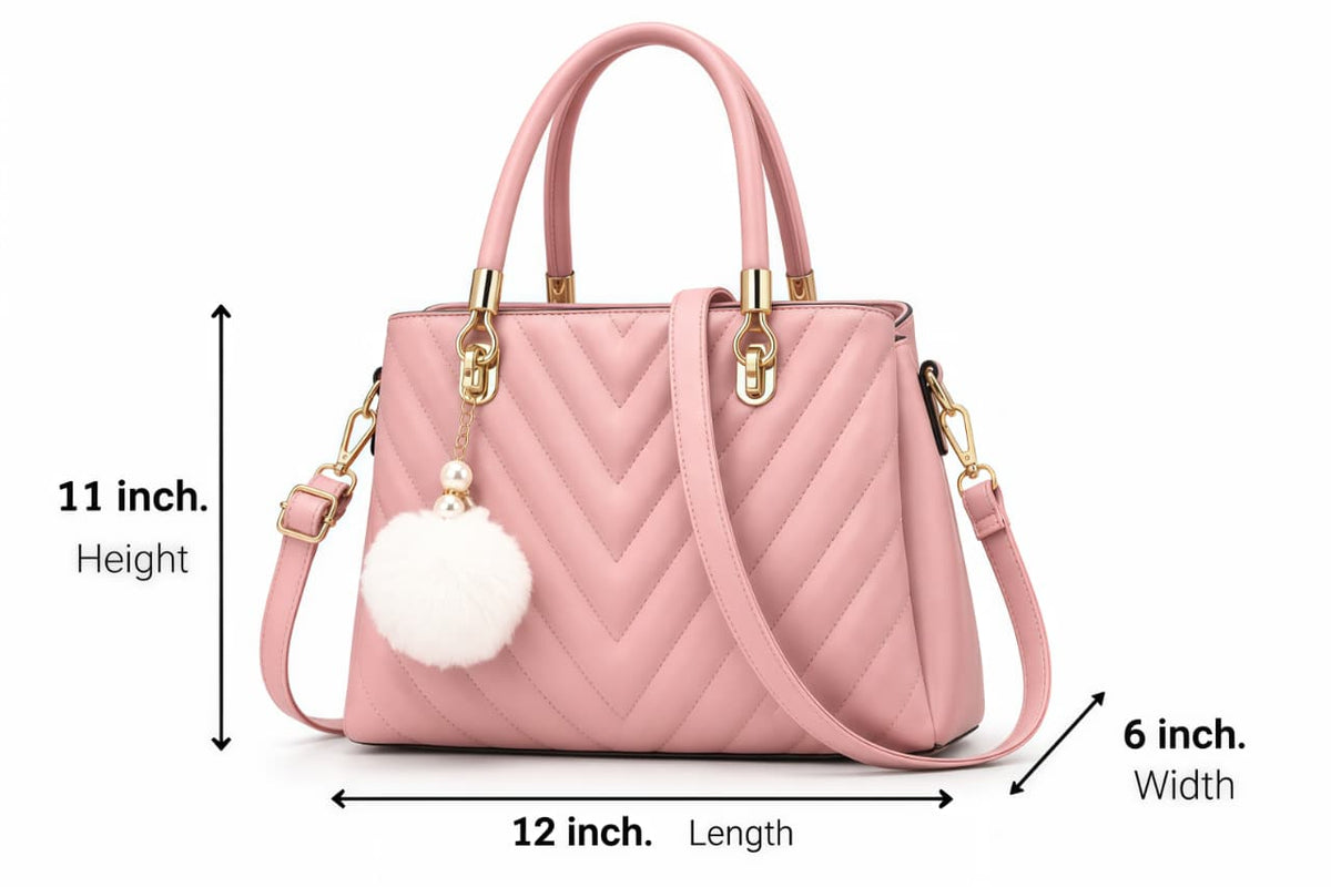 Chevron Quilted Top-Handle Bag with Crossbody Strap
