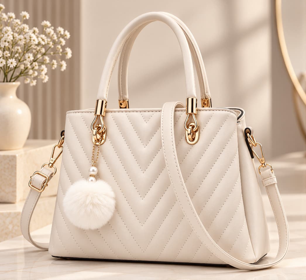 Chevron Quilted Top-Handle Bag with Crossbody Strap