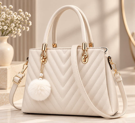 Chevron Quilted Top-Handle Bag with Crossbody Strap